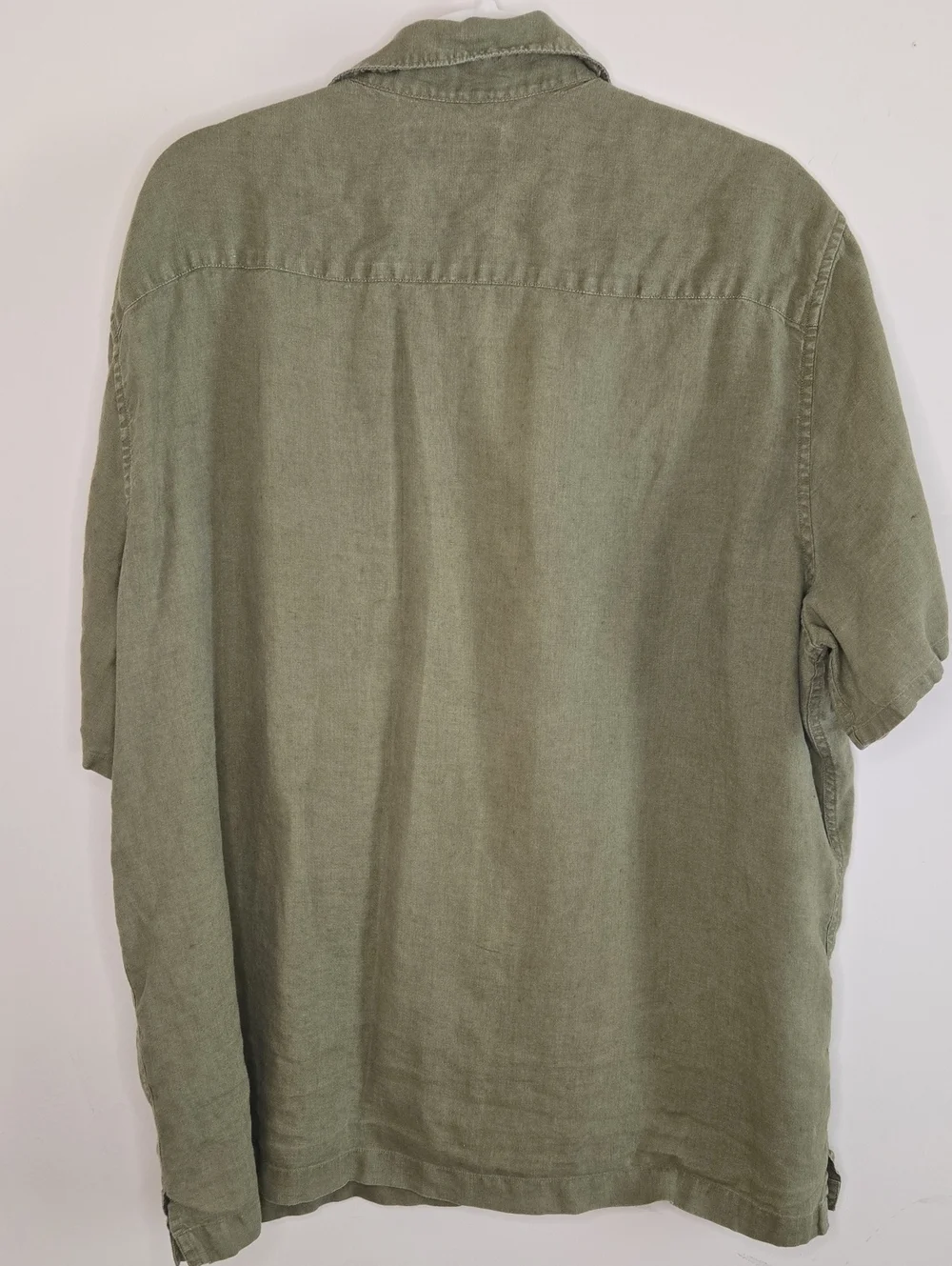 Banana Republic Army Green Linen Shirt XL Mens Short Sleeve Button Down Utility